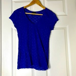 Moda International blue lace top